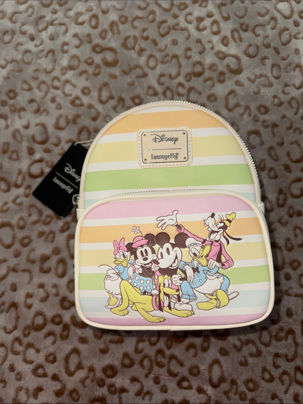 Disney Loungefly Pastel Rainbow Striped Mini Backpack
